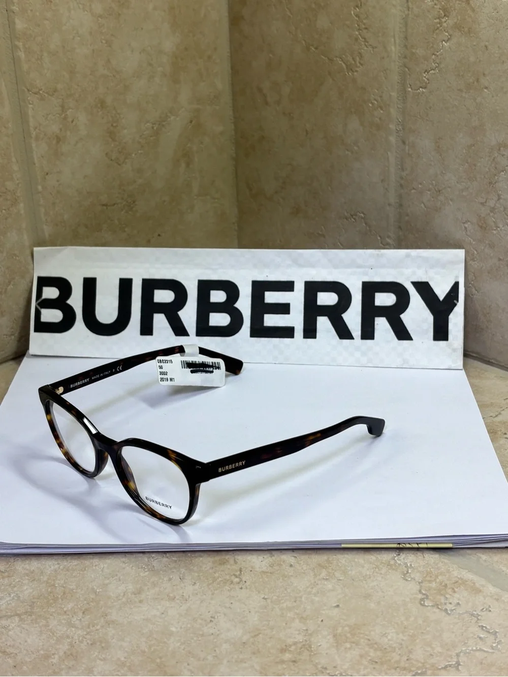 New Burberry B2315 3002 Unisex Tortoiseshell Brown Optical Glasses